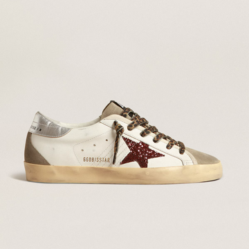 Basket Super-Star Paillettes Bordeaux et Contrefort Argenté