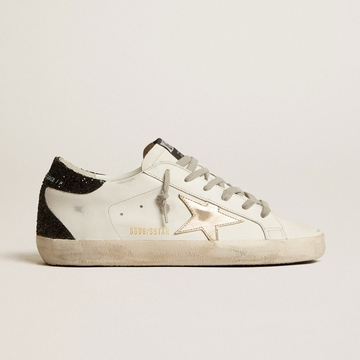 Basket Super-Star Étoile Dorée et Contrefort à Paillettes Noire